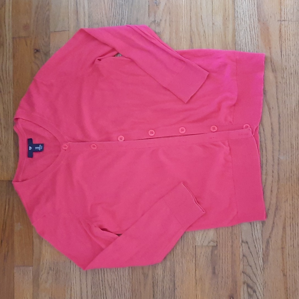 GAP crew neck coral cotton cardigan medium